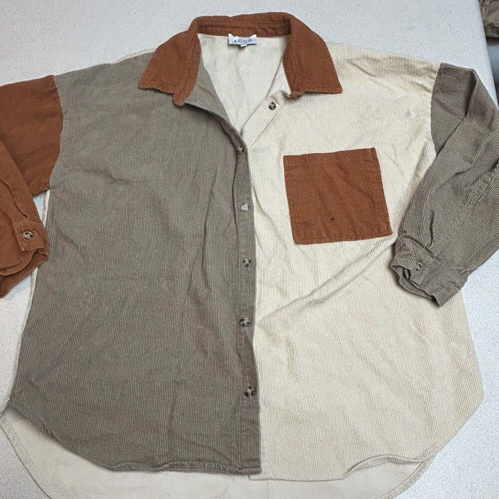 ACOA Colorblock Corduroy Button Down Shirt